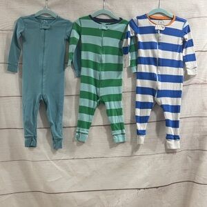 Bundle 3 Toddler Kids Striped Solid Kids One Piece PJs Primary brand 12-18 month